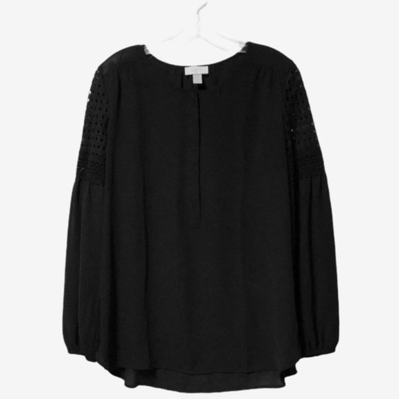 SOLD Ann Taylor LOFT Outlet Black Long Sleeve Bl - Picture 2 of 7